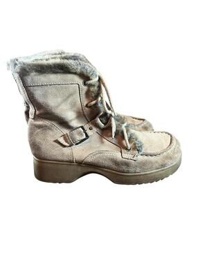 Retro Brown Fur Buckle Ankle Boots